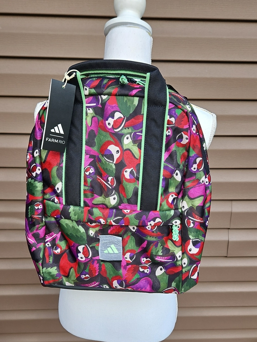 FARM Rio And ADIDAS Multicolor Parrot-Print Backpack with Green Trim
